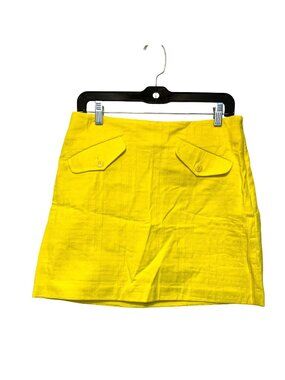 Trina Turk Camden Mini Skirt Daisy Yellow Textured Size 8 With Front Pockets